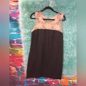 Loft Black and Tan Sleeveless Linen A line Dress Size 8